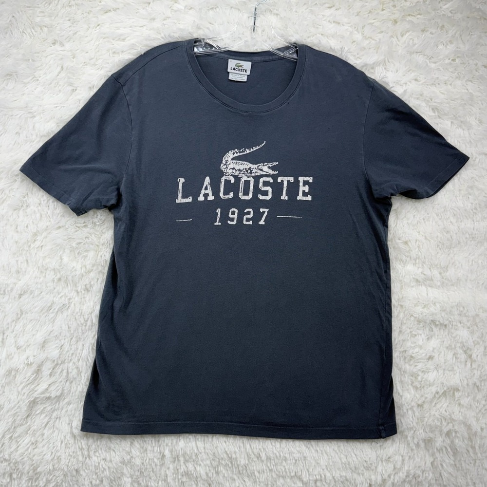Vintage Lacoste 1927 Graphic T-Shirt Mens 4 M Navy Blue Cotton Croc Logo  Y2k